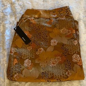 NWT Metallic Bronze Oriental Design Pencil Skirt